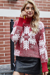 Christmas Snowflake Printed Long Sleeve Sweater