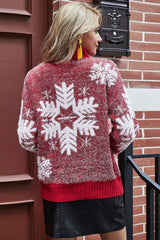 Christmas Snowflake Printed Long Sleeve Sweater