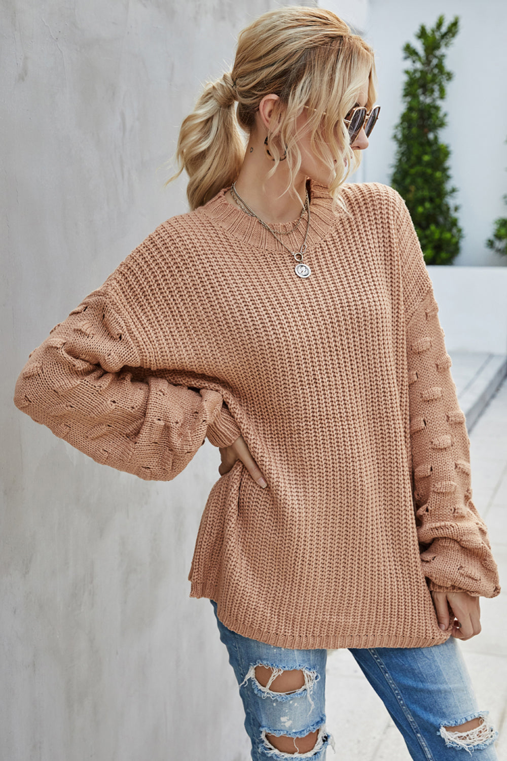 Large Size Loose Long-Sleeved Knitted Pullover