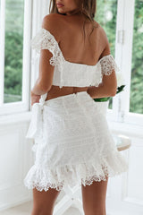 Lace Tube top Tie Skirt Suit