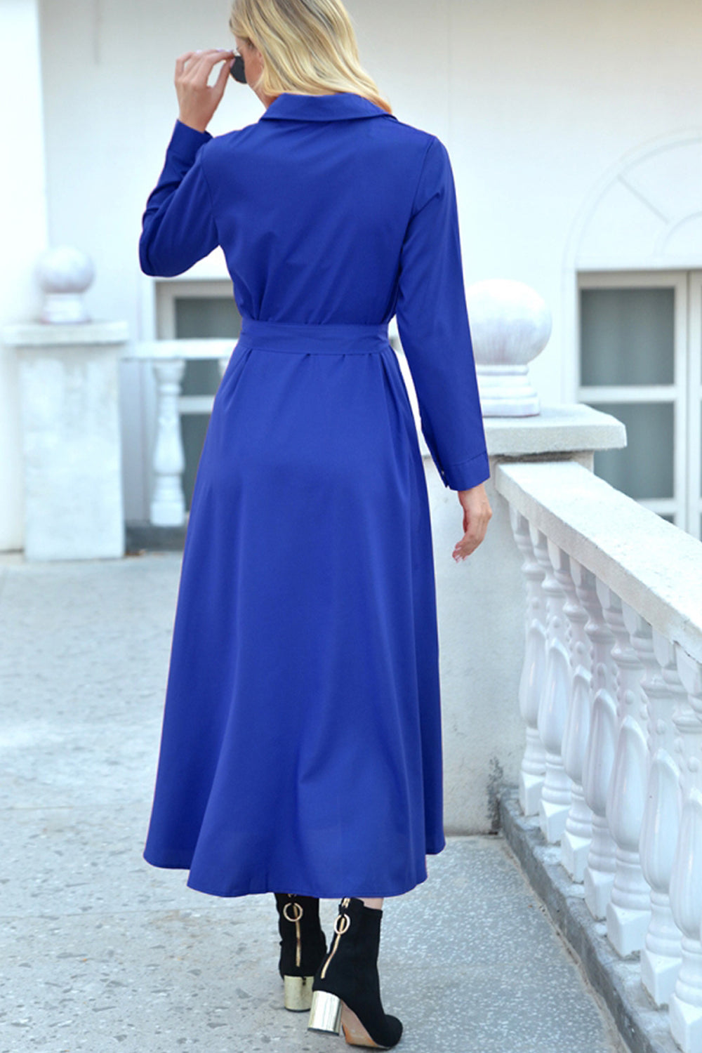 Single Breasted Long-Sleeved Mid-Length Dress