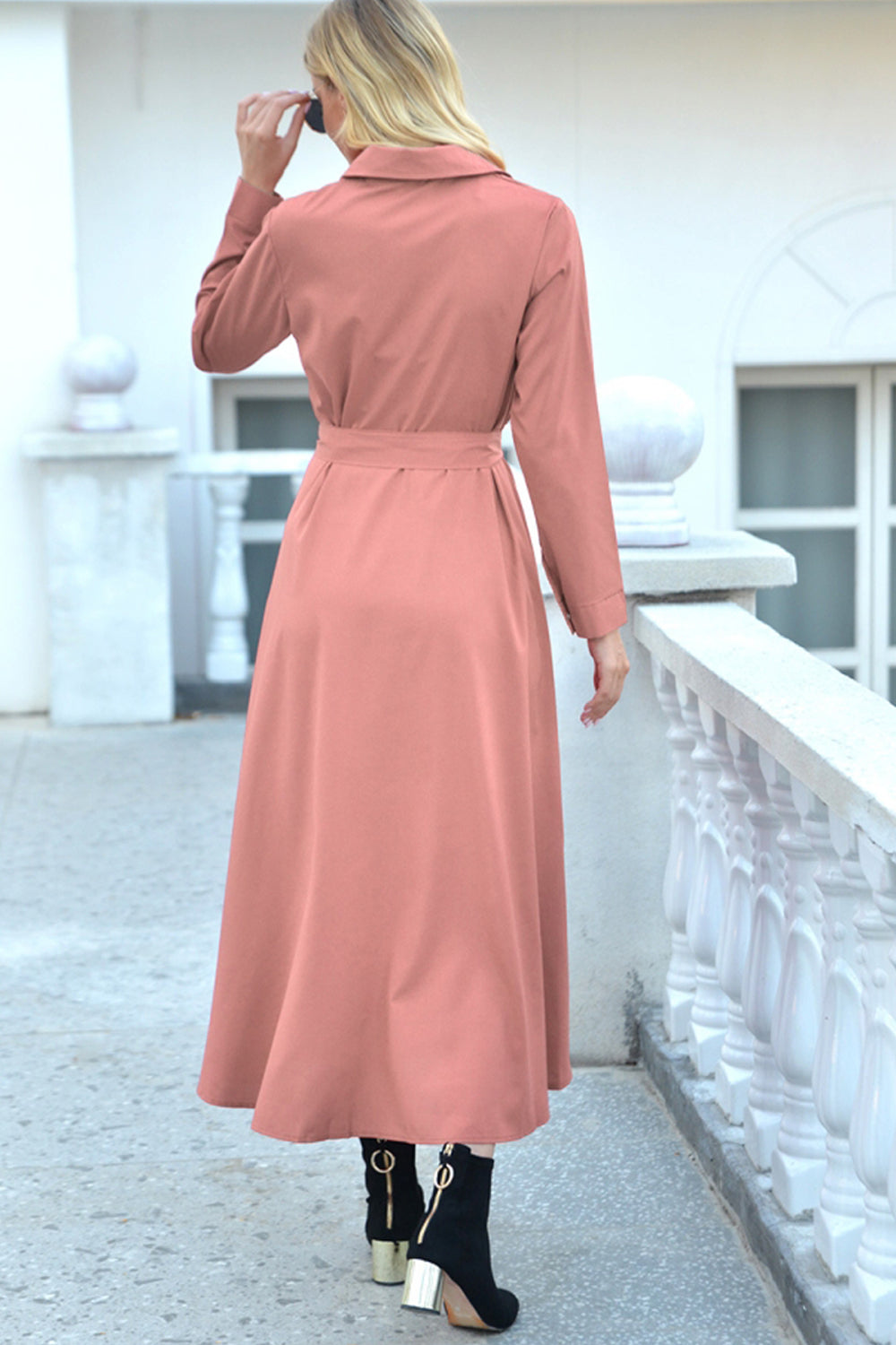 Single Breasted Long-Sleeved Mid-Length Dress