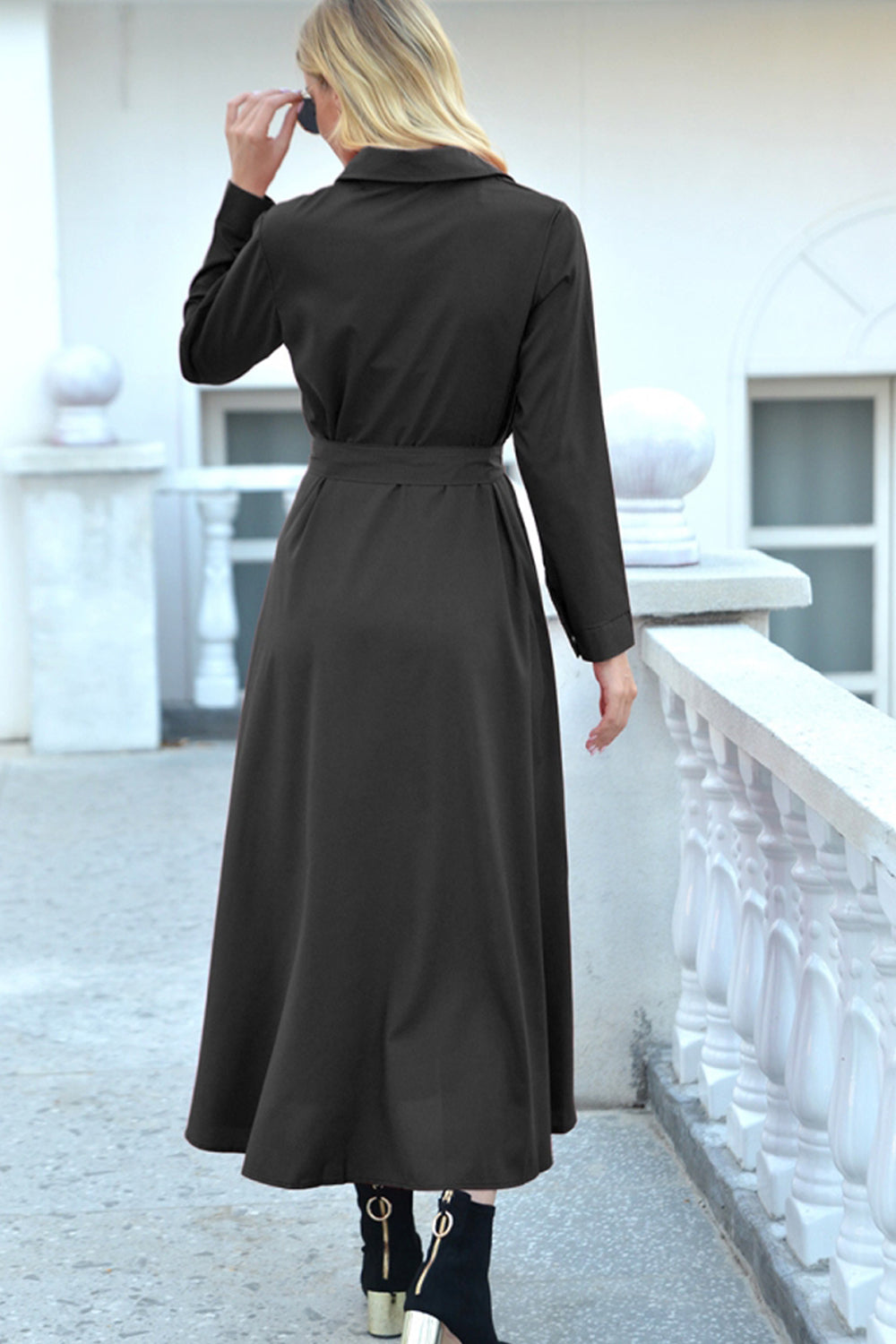 Single Breasted Long-Sleeved Mid-Length Dress