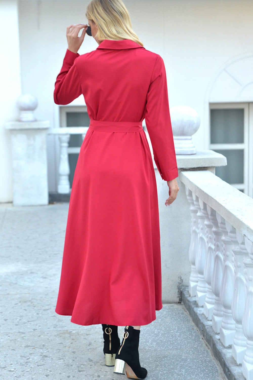Single Breasted Long-Sleeved Mid-Length Dress
