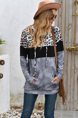 Leopard Patchwork Hooded Tops
