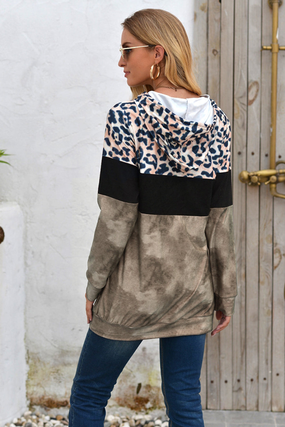 Leopard Patchwork Hooded Tops
