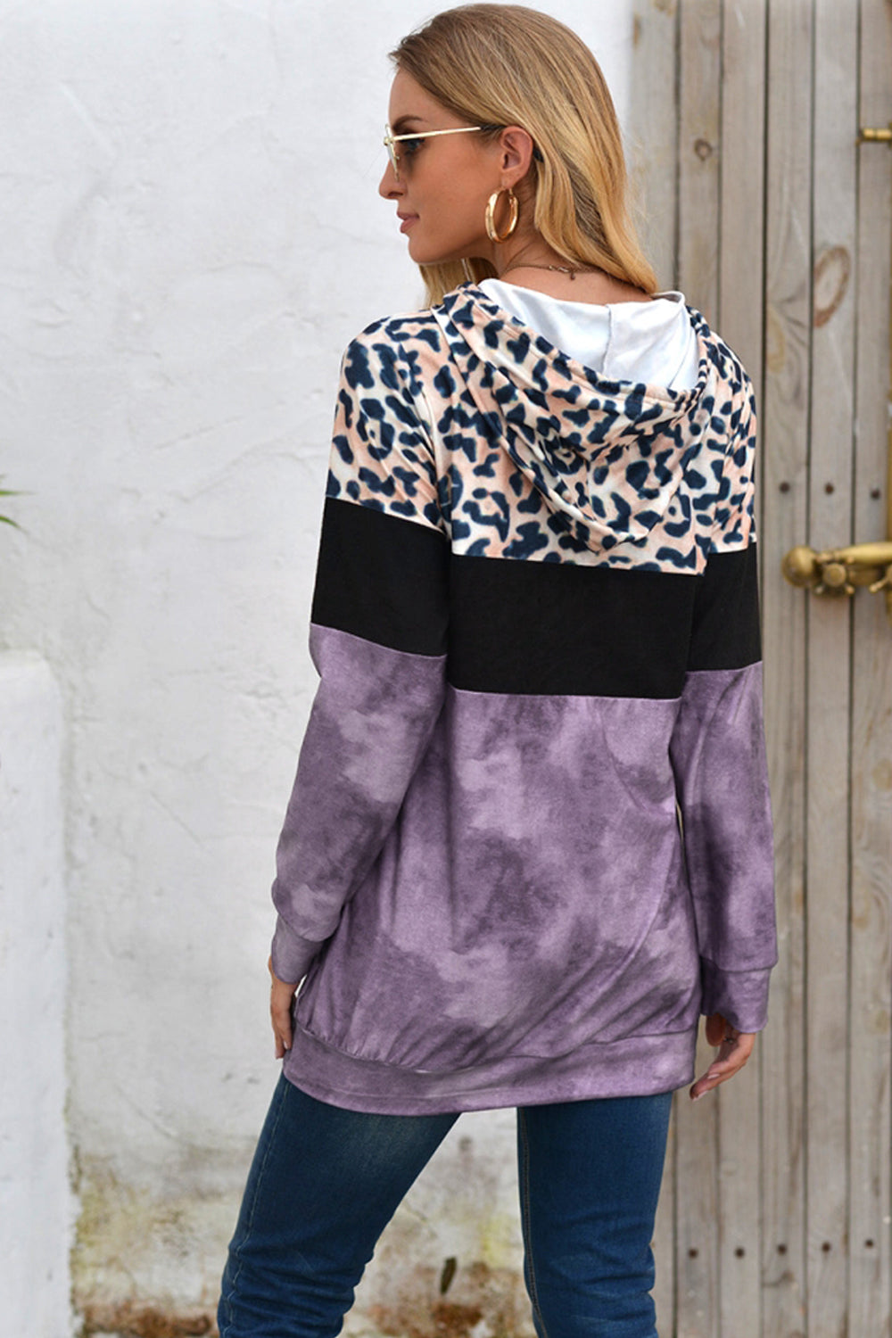 Leopard Patchwork Hooded Tops