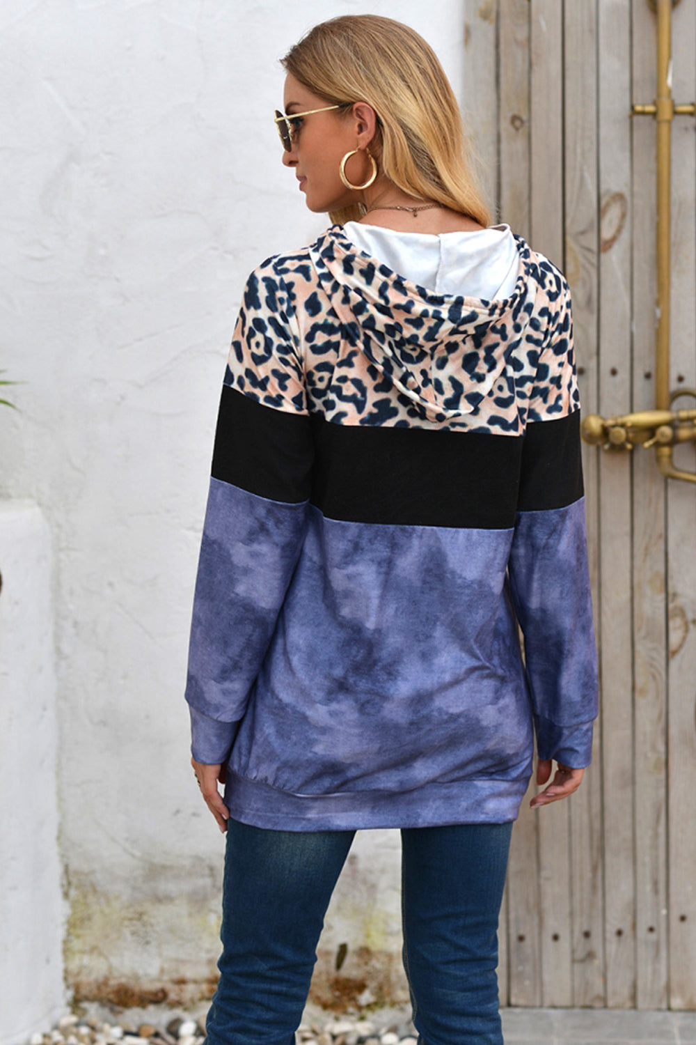 Leopard Patchwork Hooded Tops