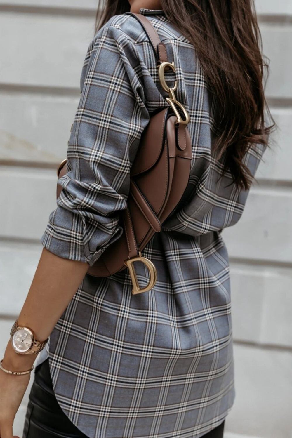 Plaid Mid-Length Long-Sleeved Shirt