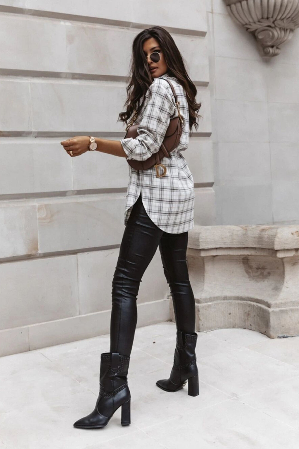 Plaid Mid-Length Long-Sleeved Shirt