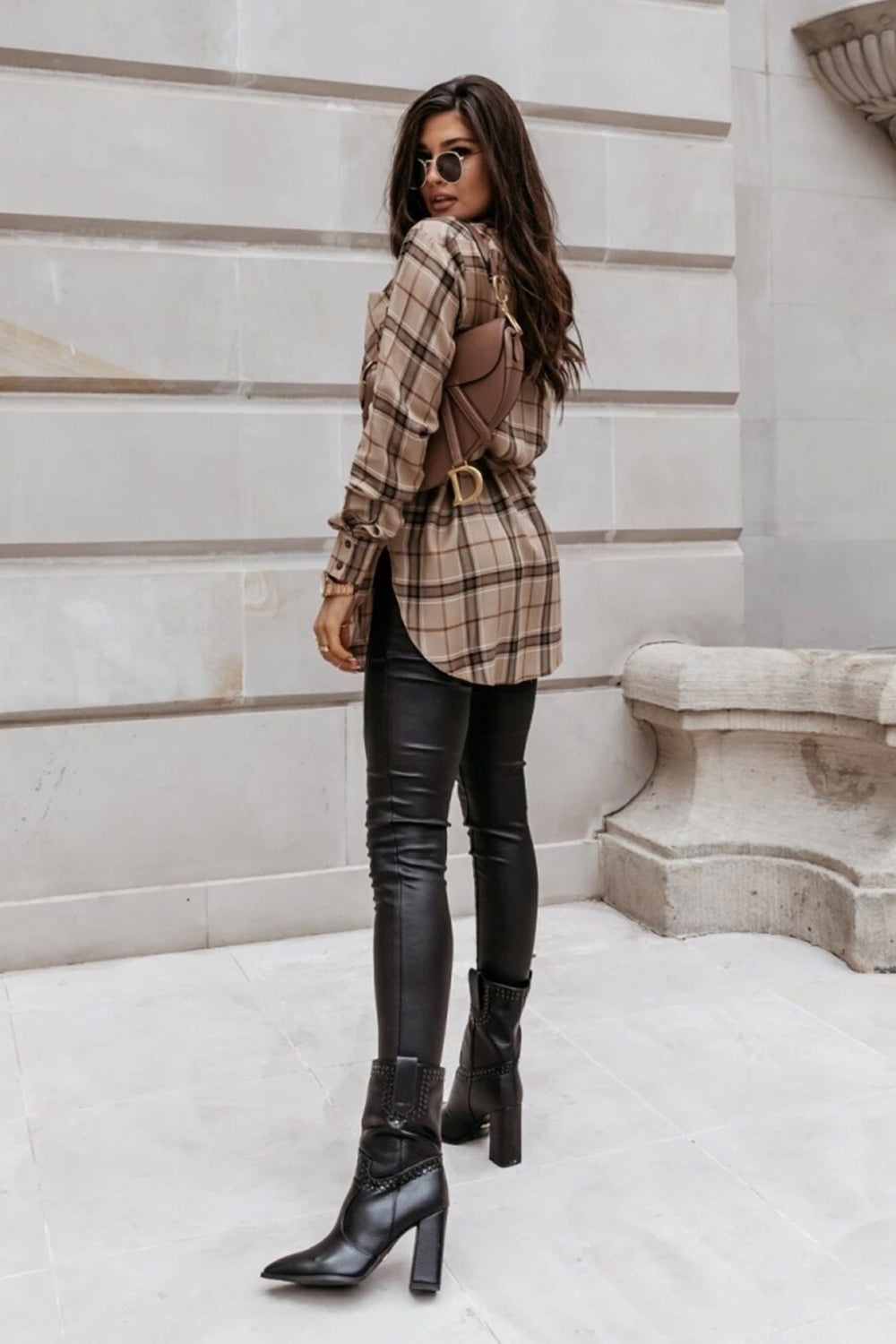 Plaid Mid-Length Long-Sleeved Shirt