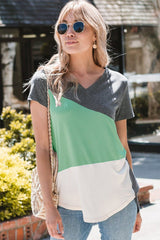 V-neck Geometric Short Sleeve T-shirt