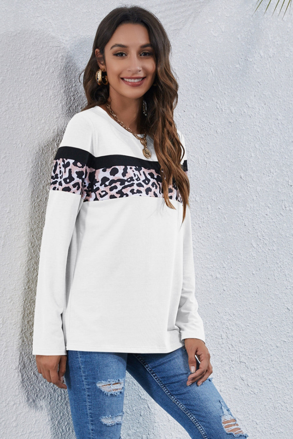 Round Neck Printed Long-Sleeved T-Shirt