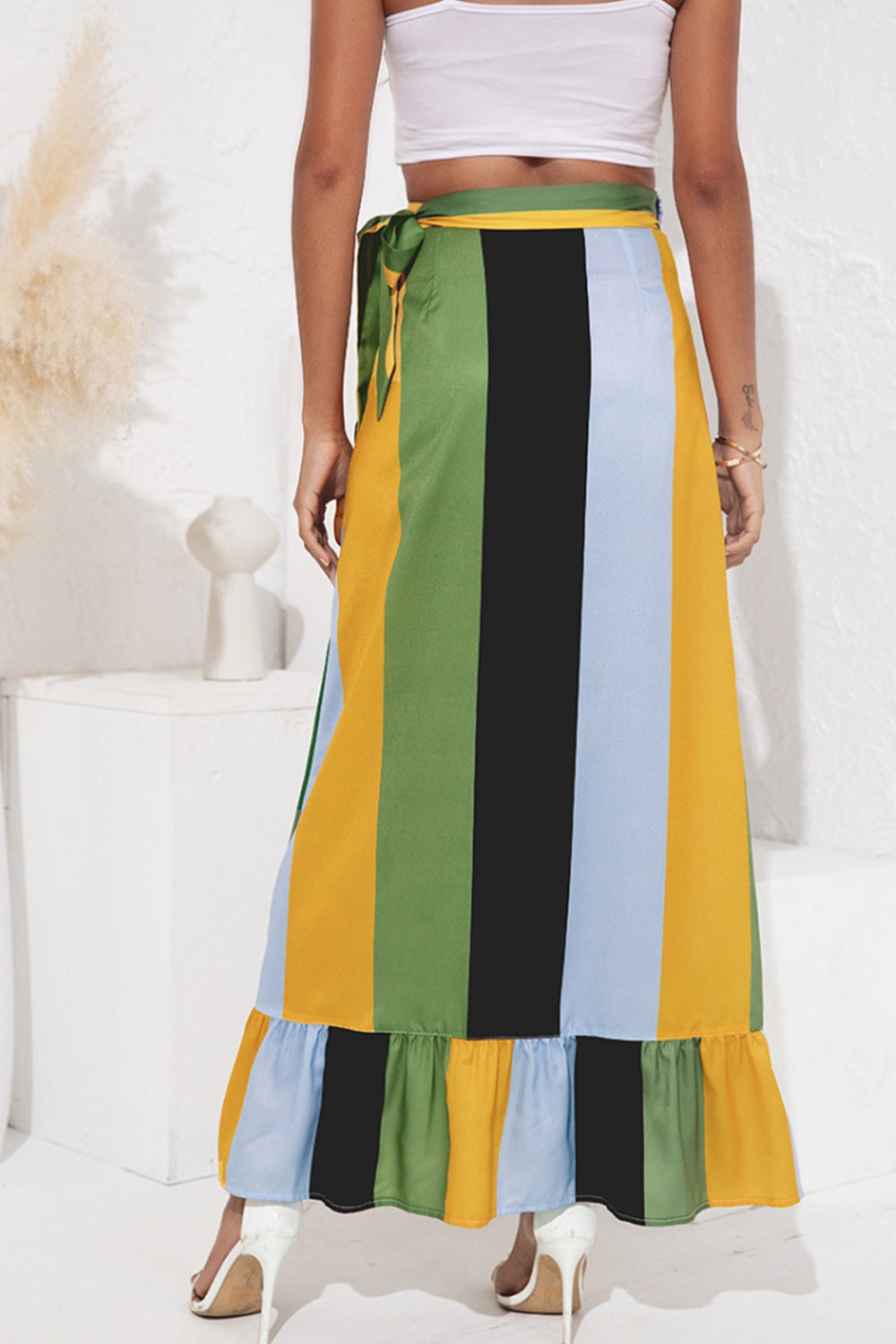 Four-Color Patchwork Irregular Skirt