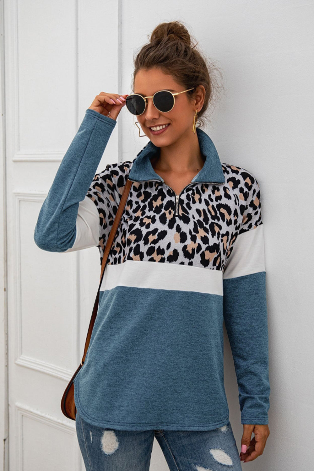 Leopard Patchwork Iiregular Top