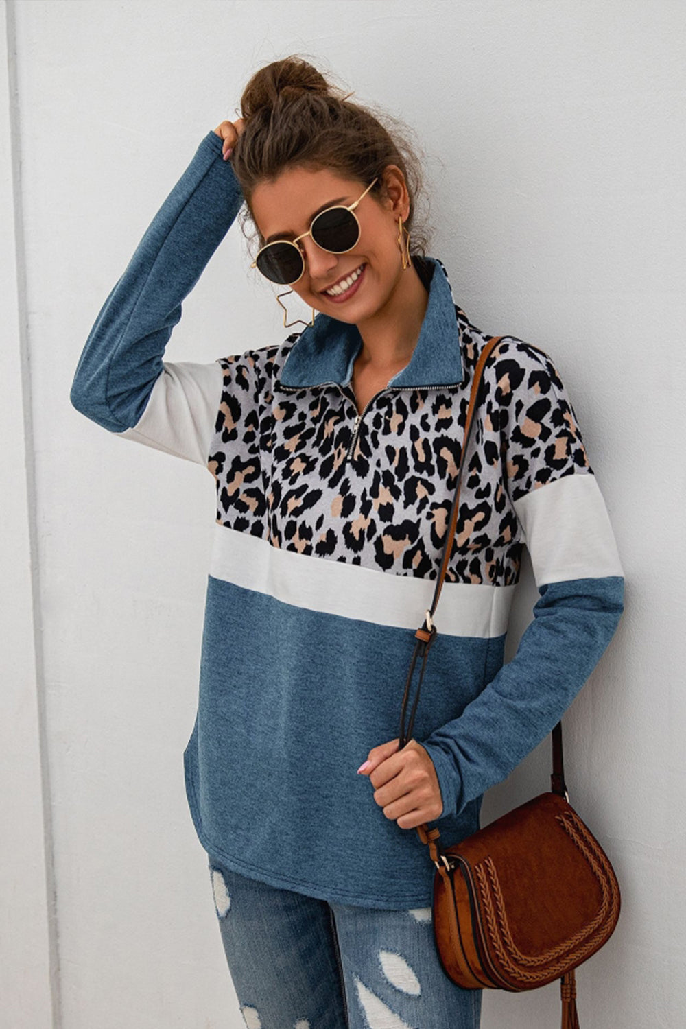 Leopard Patchwork Iiregular Top