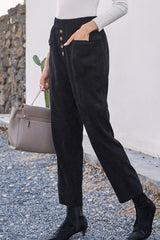 High-rise Buttoned Straight-leg Corduroy Trousers