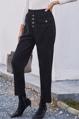 High-rise Buttoned Straight-leg Corduroy Trousers
