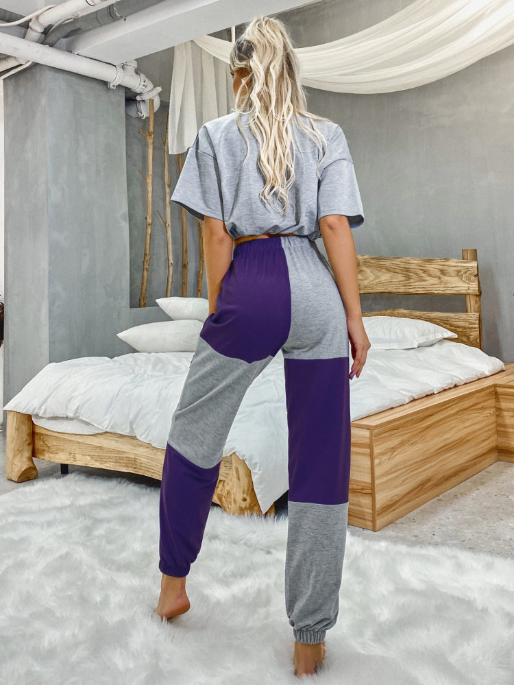 High-waisted Color Block Pants