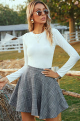 All-match High-waist Plaid Skirt