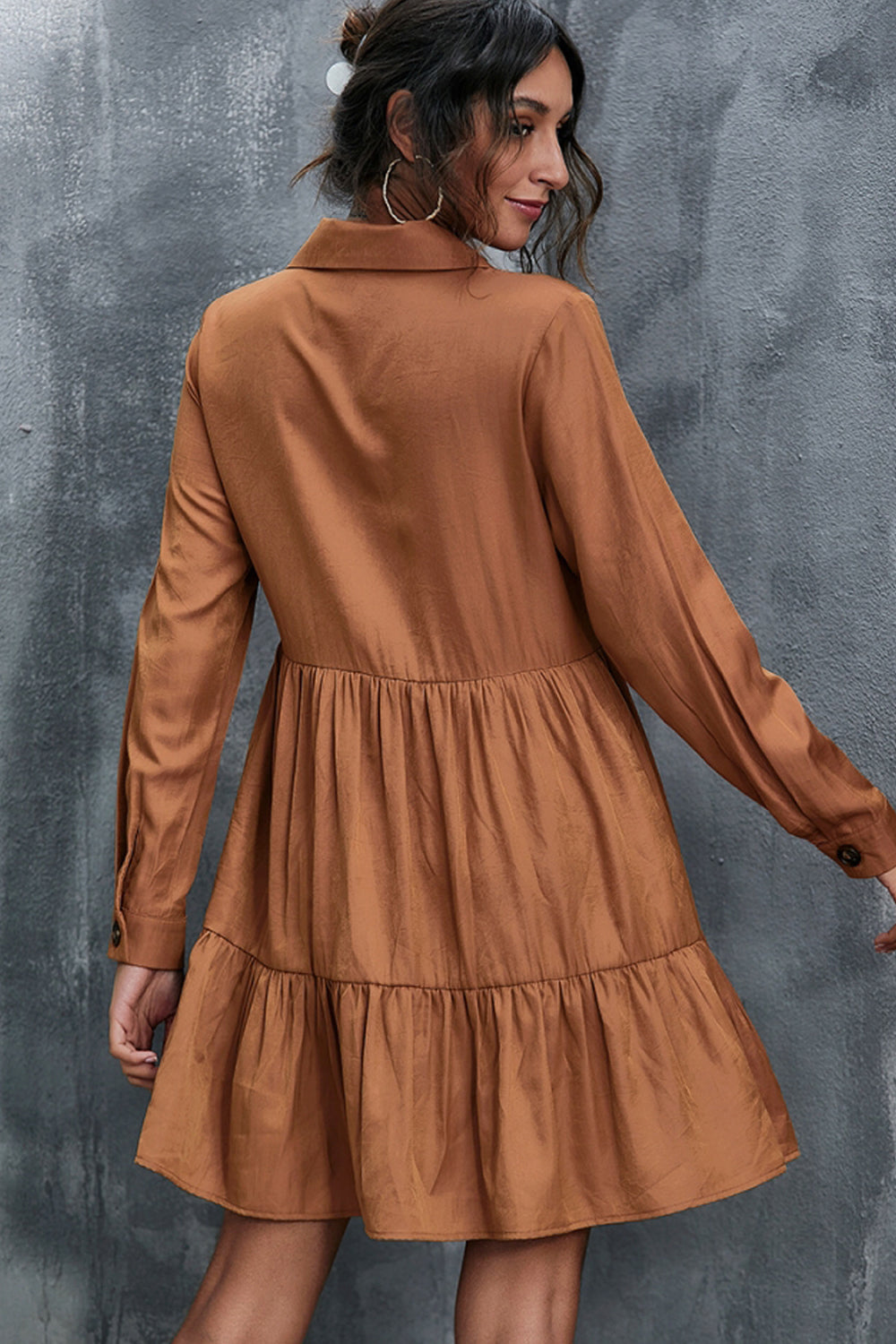 Double Pocket Buttoned Shirt Dress