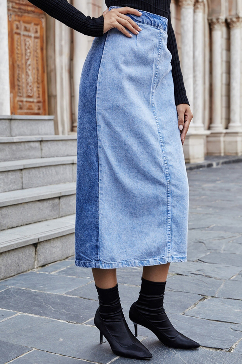 Denim High Waist Skirt