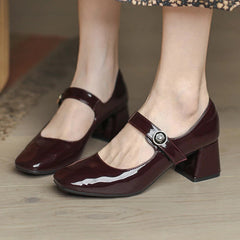 Retro Mary Jane Hoof Heels Loafers