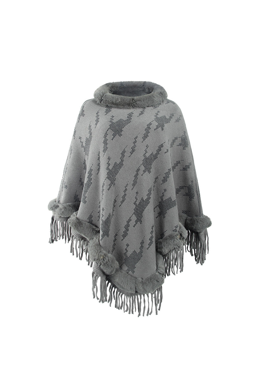 Furry Collar Tassel Cloak Shawl