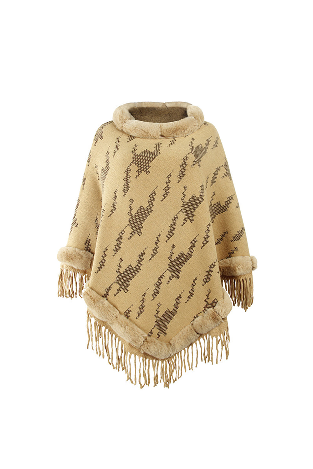 Furry Collar Tassel Cloak Shawl