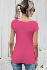 Hollow Stitching Solid Color Shirt