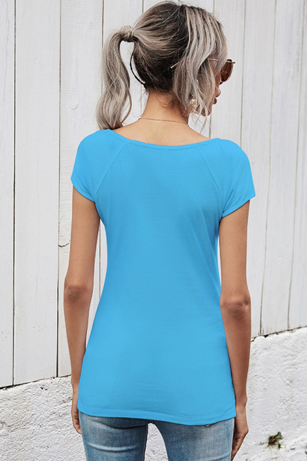 Hollow Stitching Solid Color Shirt