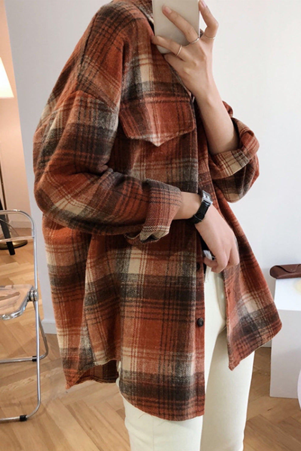 Flannel Thicken Frosted Plaid Shirt