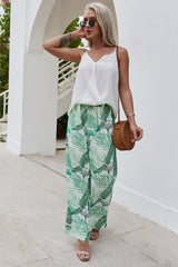 Sling Shirt & Wide-Leg Print Pants Suit