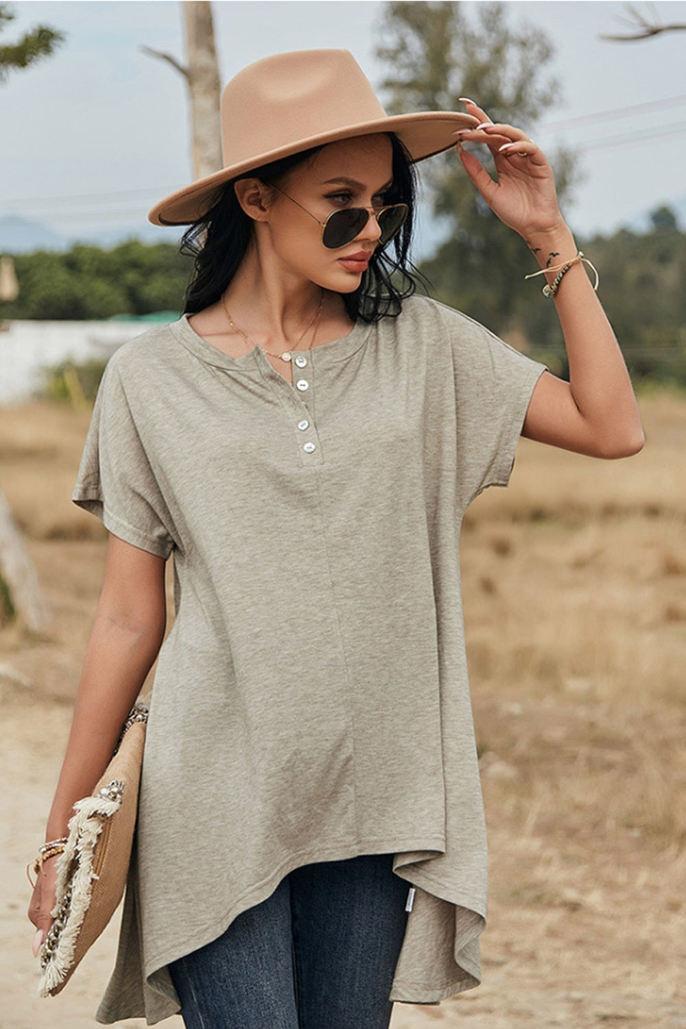 Irregular Long Solid Color Shirt