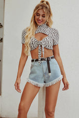 Fringed High Waist Denim Shorts