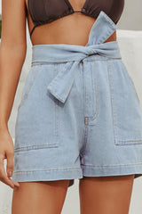 Loose High Waist Pocket Denim Shorts