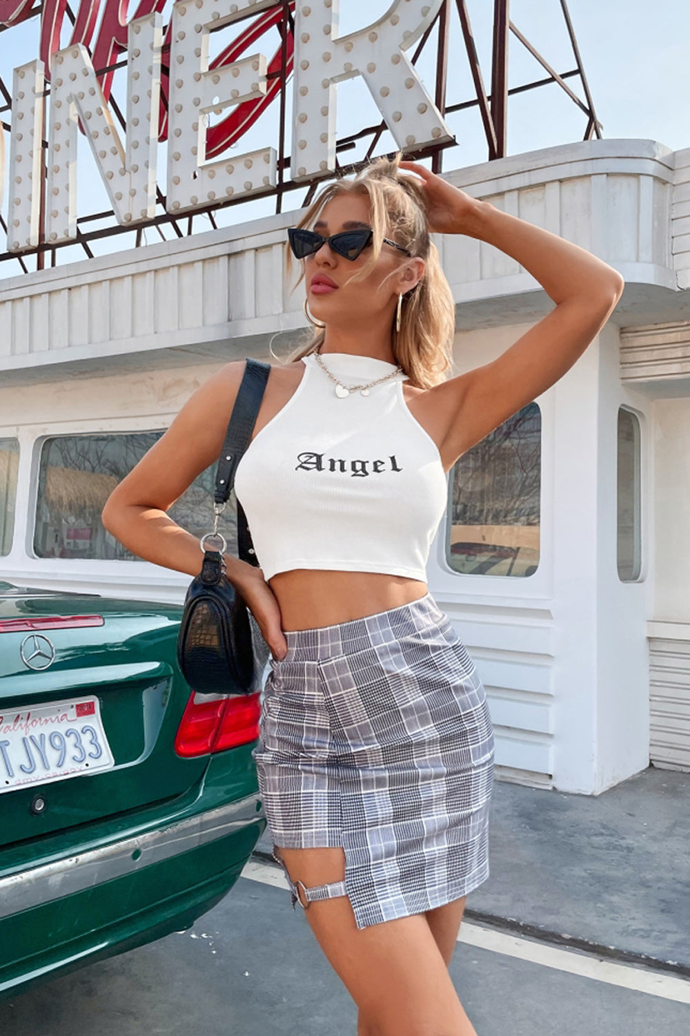 High Waist Plaid A-Line Short Skirt