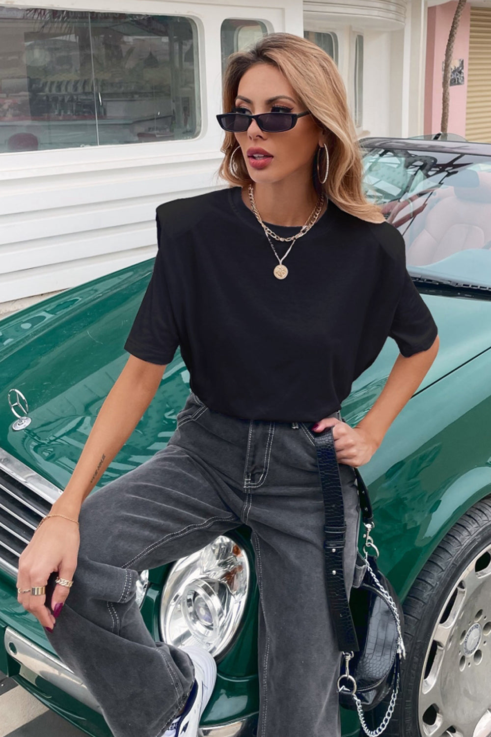 Casual Round Neck Solid Color T-Shirt