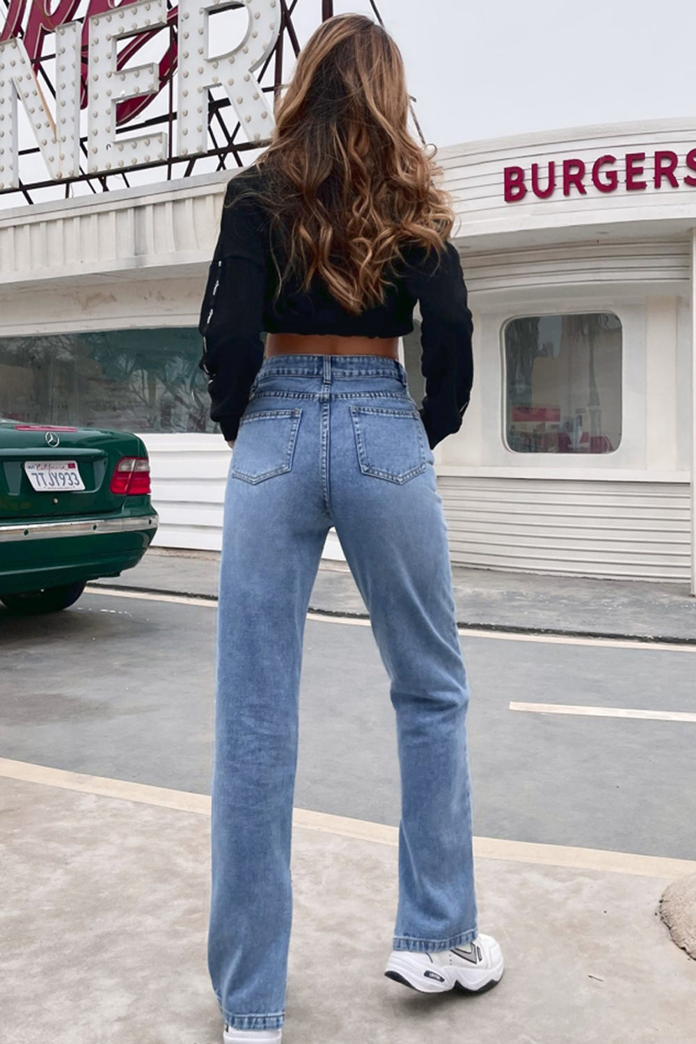 High Waist Slit Jeans