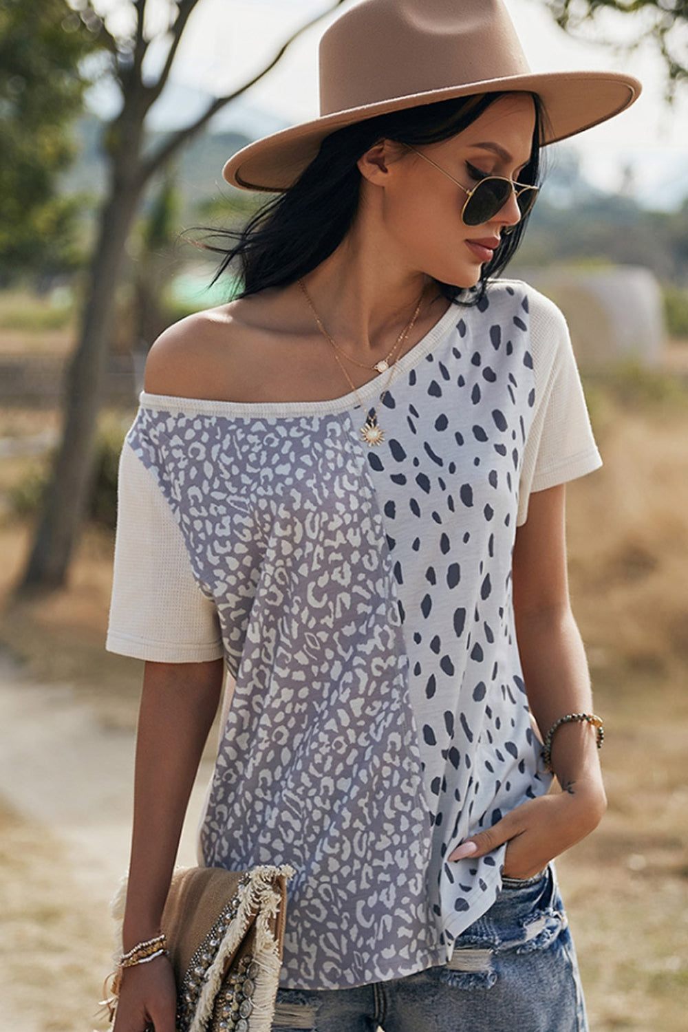 Round Neck Stitching Shirt