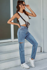 Vintage Ripped High-Waisted Jeans