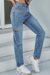 Vintage Ripped High-Waisted Jeans