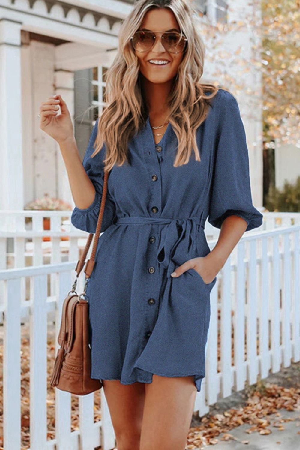 Single-Breasted Tie Dress