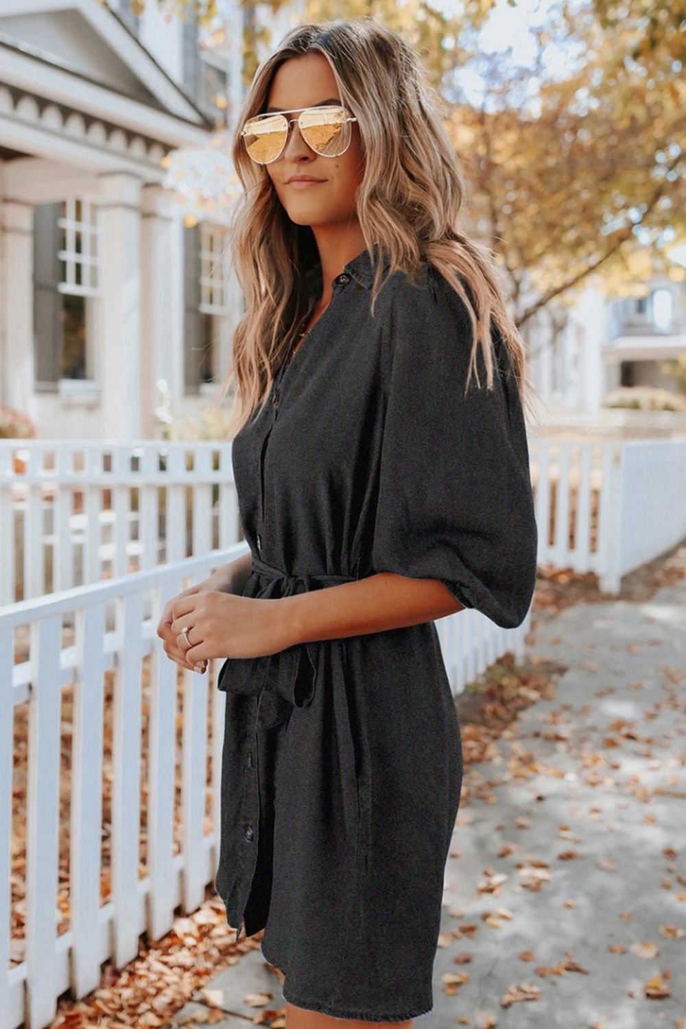 Single-Breasted Tie Dress