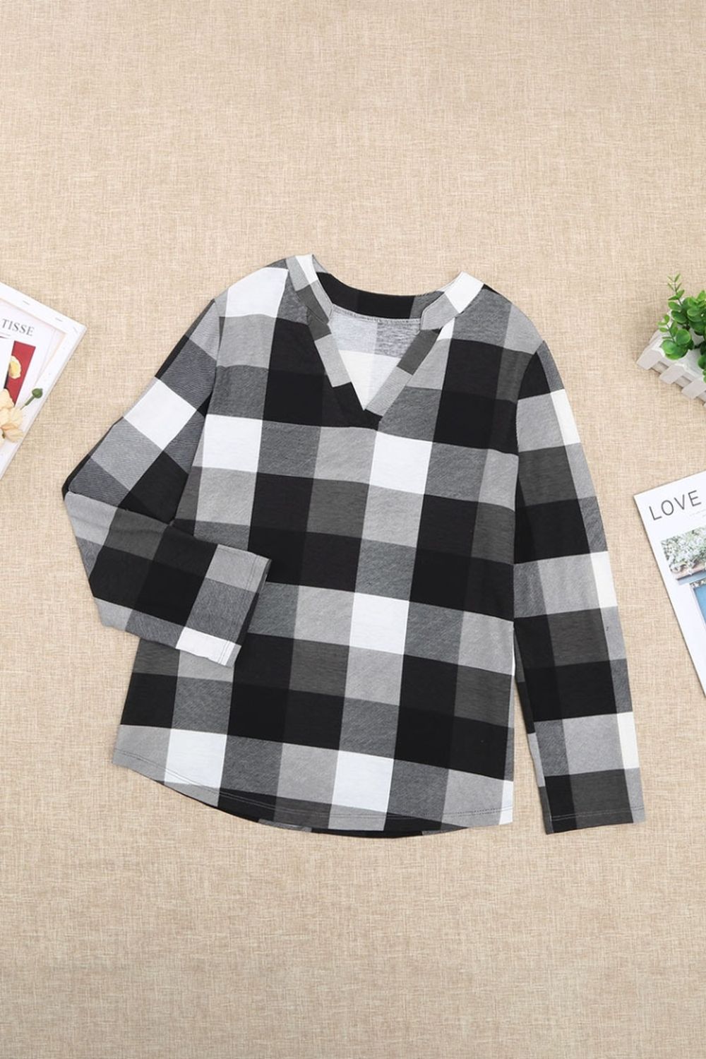 Plaid Loose Long Sleeve Pullover