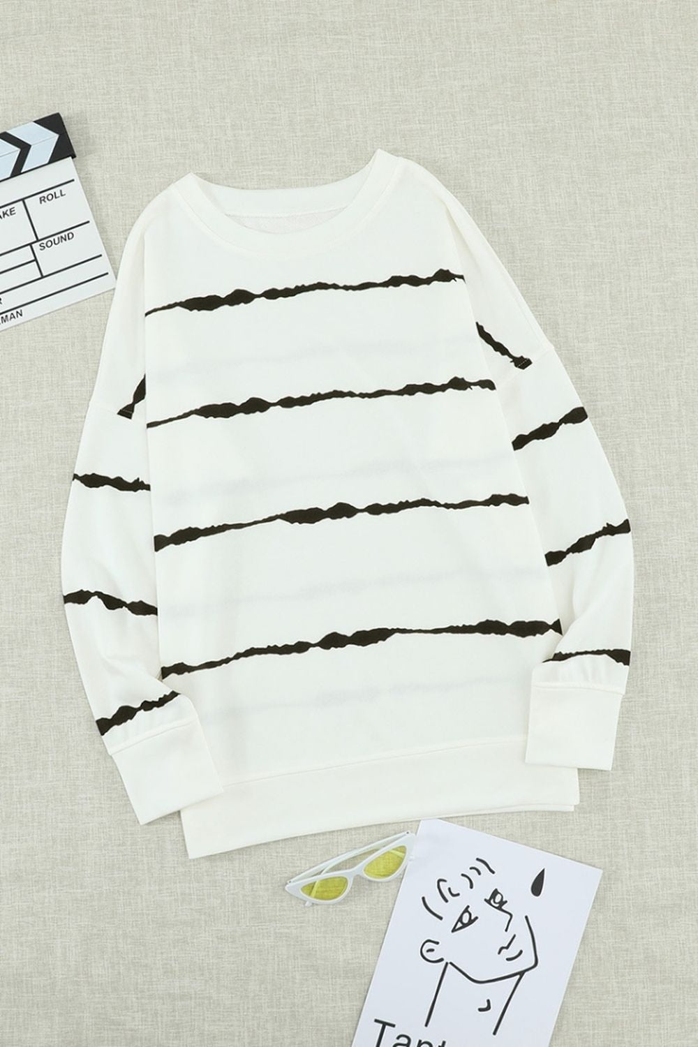 Hoodless Striped Printed Sweatshirt