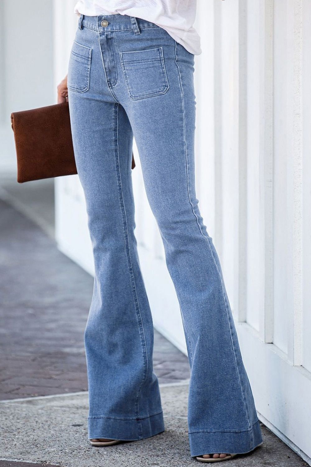 Washed Straight-Leg Bootcut Jeans