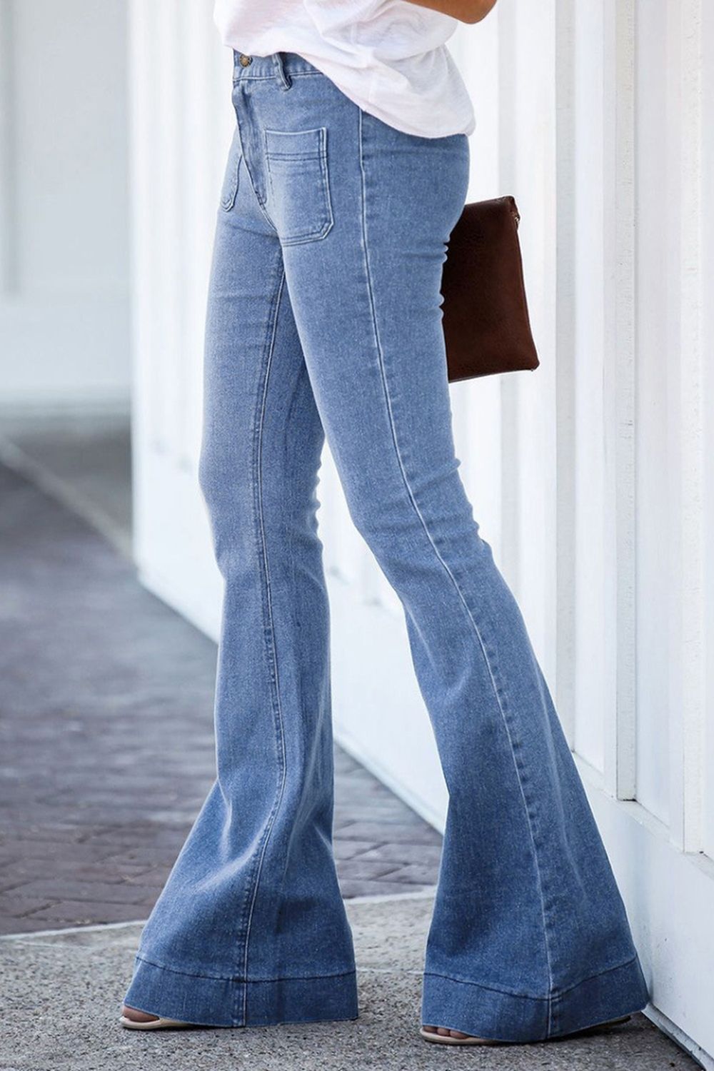 Washed Straight-Leg Bootcut Jeans