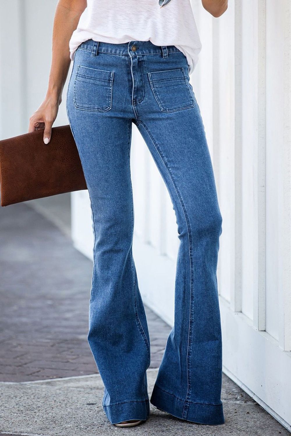 Washed Straight-Leg Bootcut Jeans