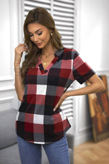 Plaid Print Short-Sleeved Shirt